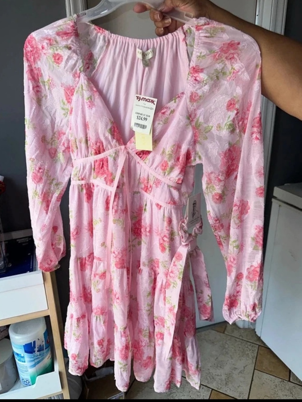 Pink Floral Long Sleeve Dress by ThirtyThirty